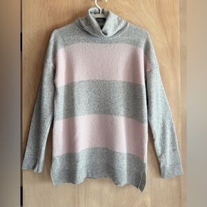 Benedetta B Italy Gray Pink Cowl Neck Wool Blend Sweater Tunic M-L